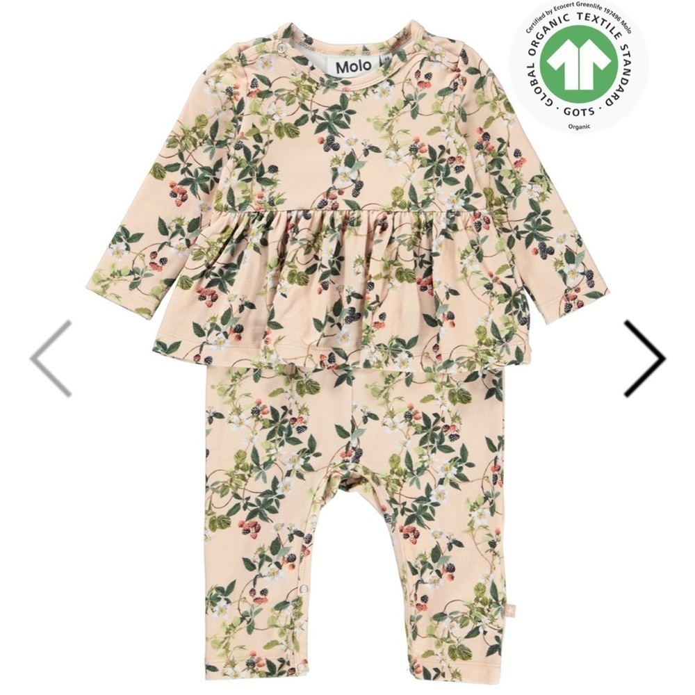 Molo Floral Kids One Piece - Cream and Green
